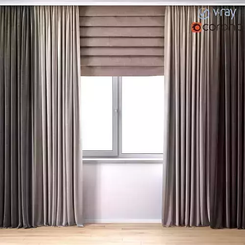 Curtains with Roman curtain  V-ray and Corona 3D model