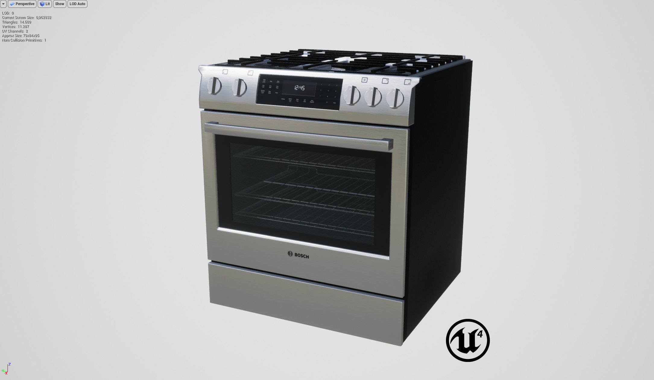 Gas Slide-in Range - HGI8054UC by Bosch Low-poly 3D model_7