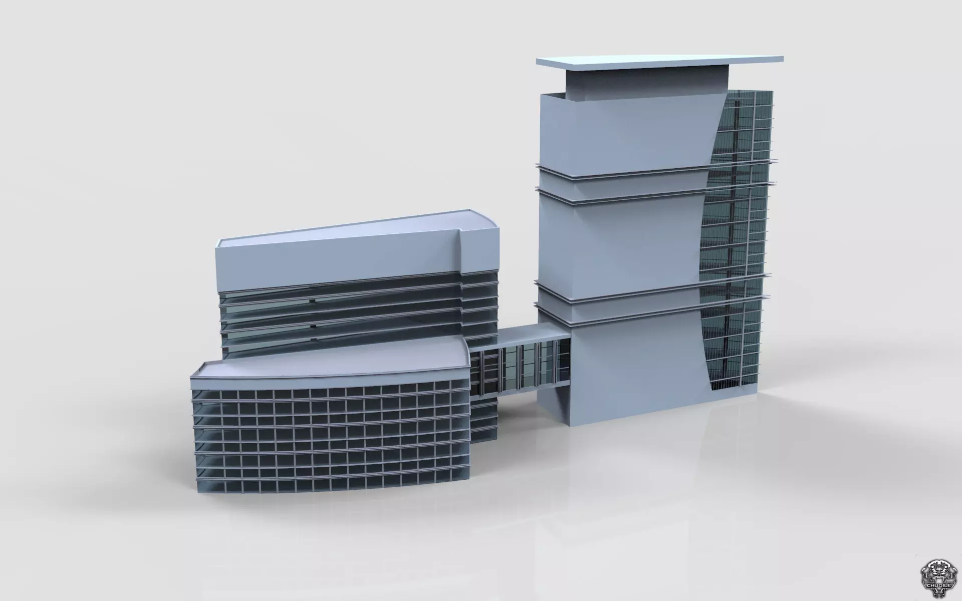Central Building Low-poly 3D model