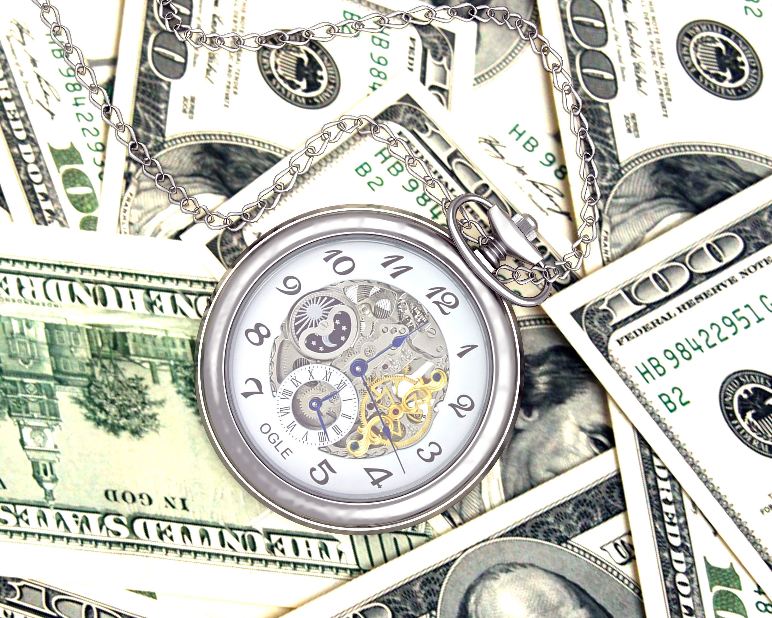 Time is money  Watch and dollars 3D model_3