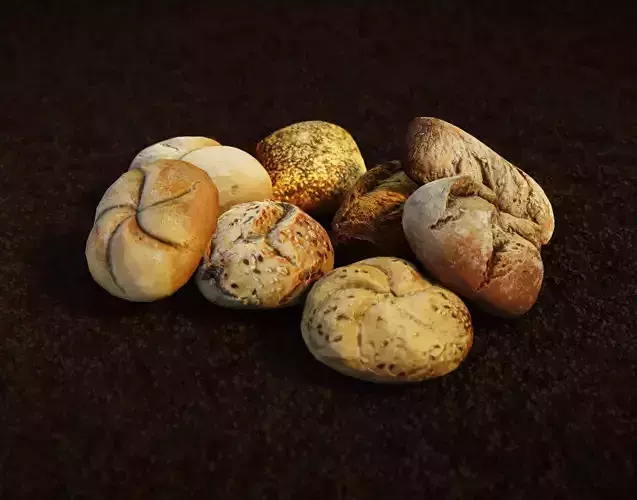 Bread roll pack 3D Model Collection