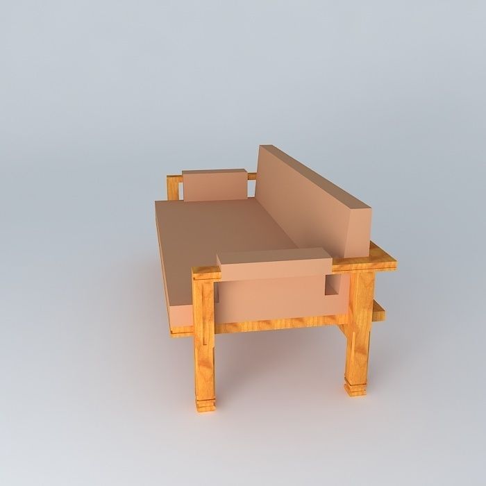 Sofa set wooden 3D model_2