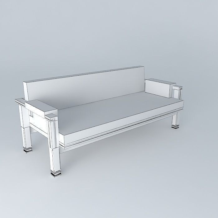 Sofa set wooden 3D model_3