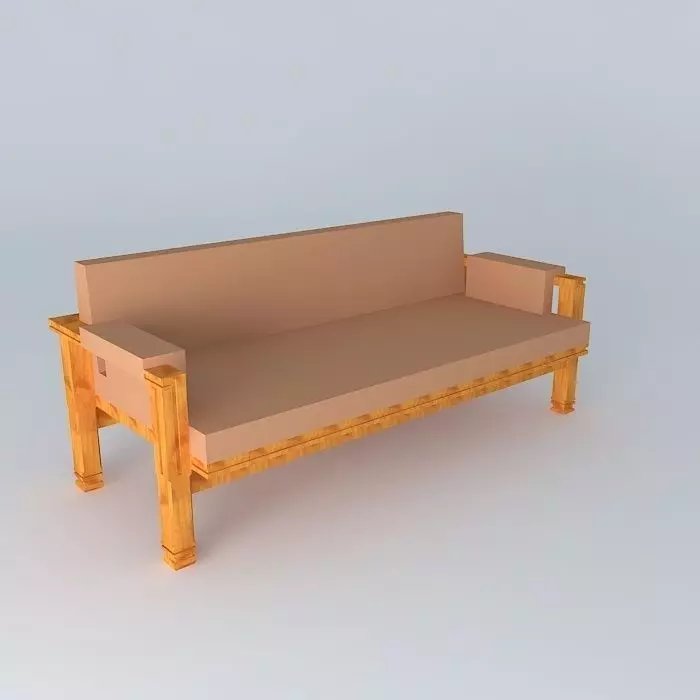 Sofa set wooden 3D model_0
