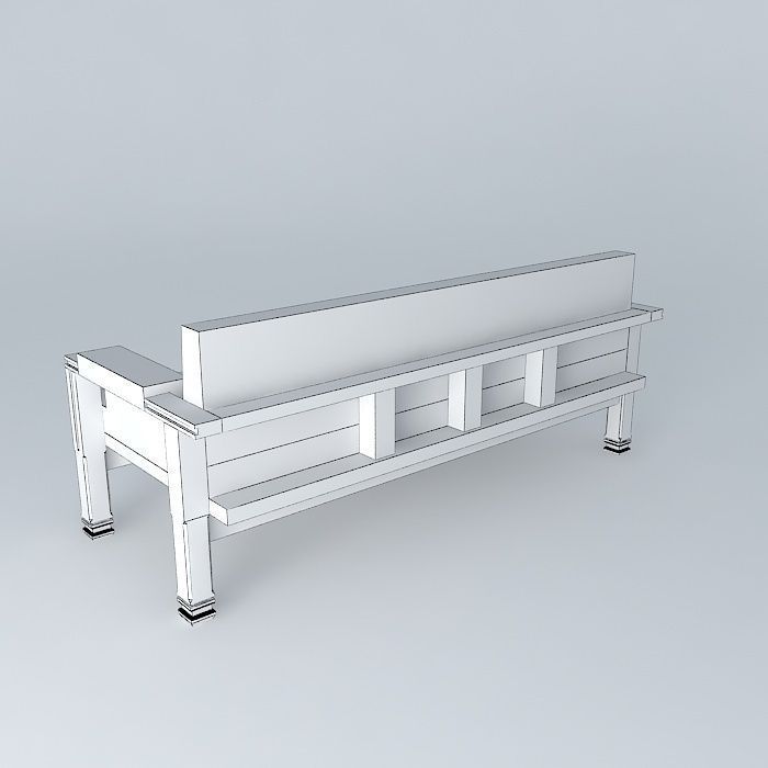 Sofa set wooden 3D model_4