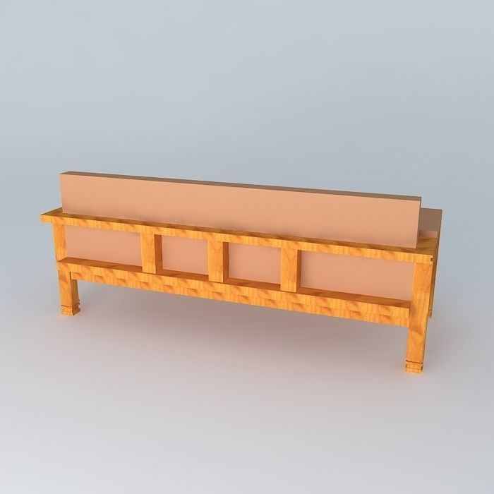 Sofa set wooden 3D model_1