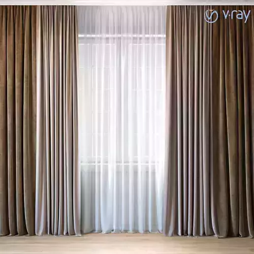 Curtains with tulle set 02  3D model