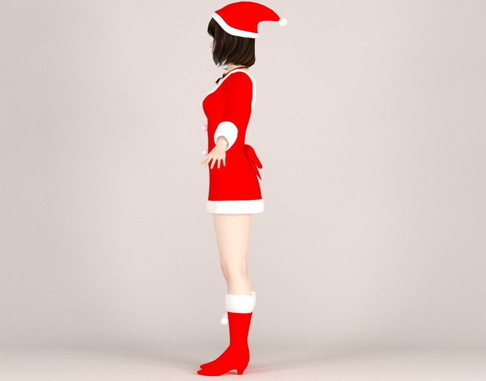 T pose rigged model of Mariko in Christmas costume 3D model_13
