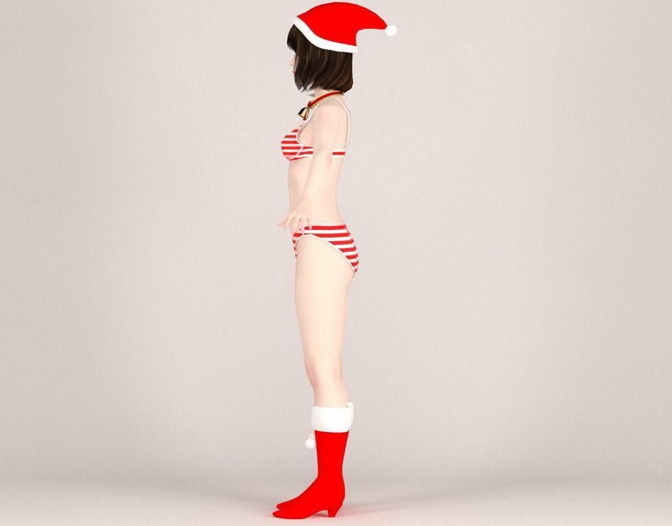 T pose rigged model of Mariko in Christmas costume 3D model_14