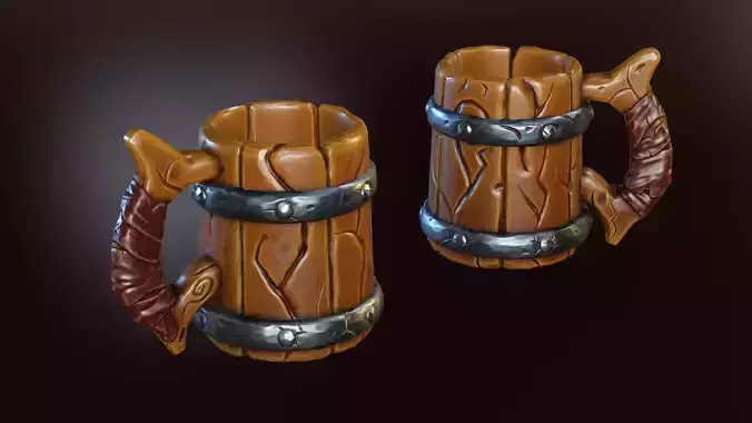 Stylized Beer Mug  Low-poly 3D model