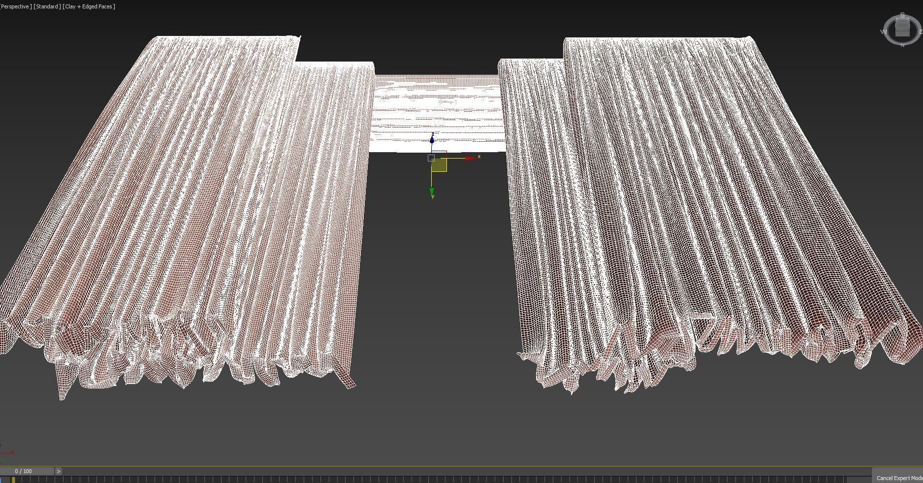 Curtains with Roman curtain and Tulle set 02 3D model_4
