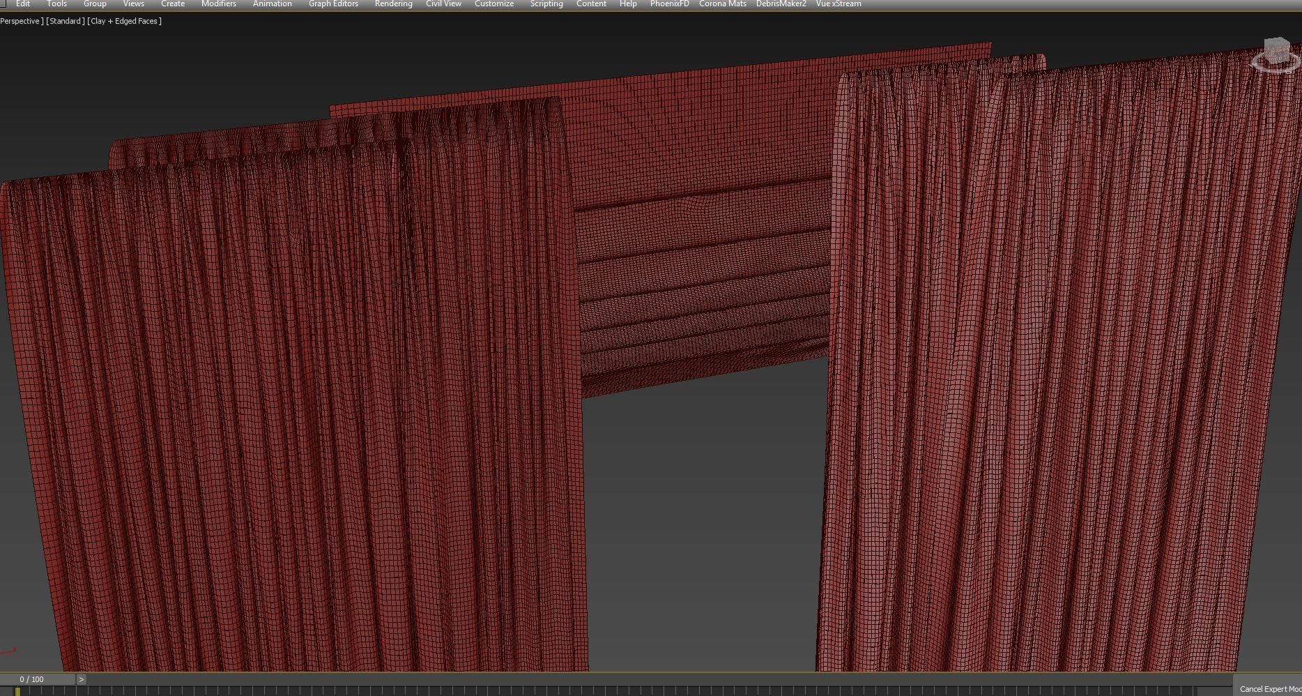 Curtains with Roman curtain and Tulle set 02 3D model_6