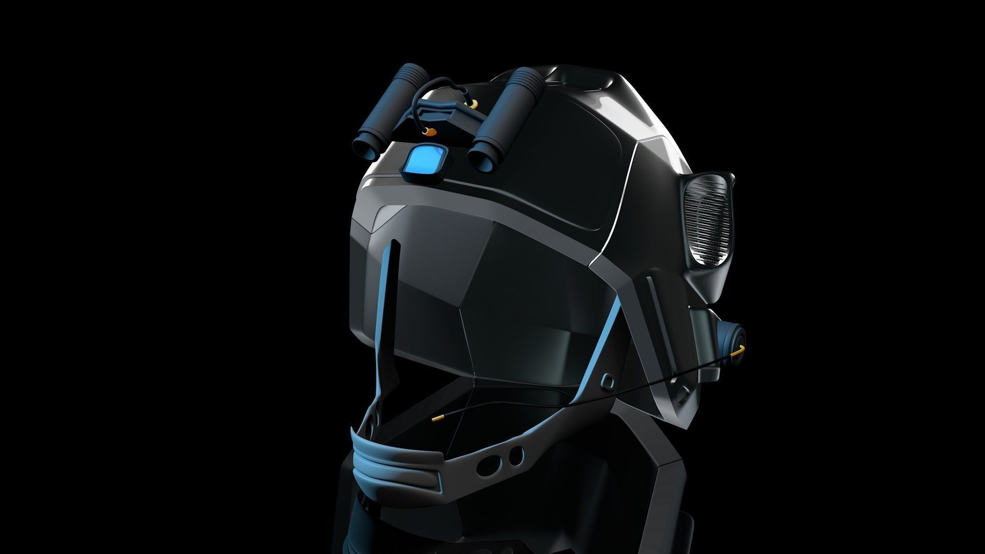 SiFi Military Helmet 3d Modeling Whit Night Vision Device Low-poly 3D model_4