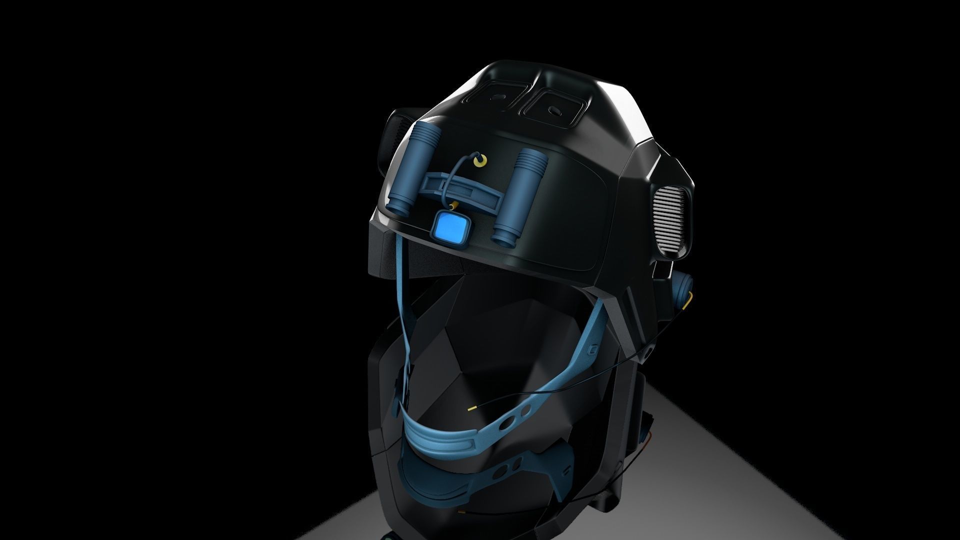 SiFi Military Helmet 3d Modeling Whit Night Vision Device Low-poly 3D model_6