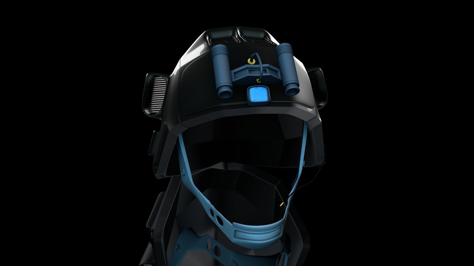 SiFi Military Helmet 3d Modeling Whit Night Vision Device Low-poly 3D model_5