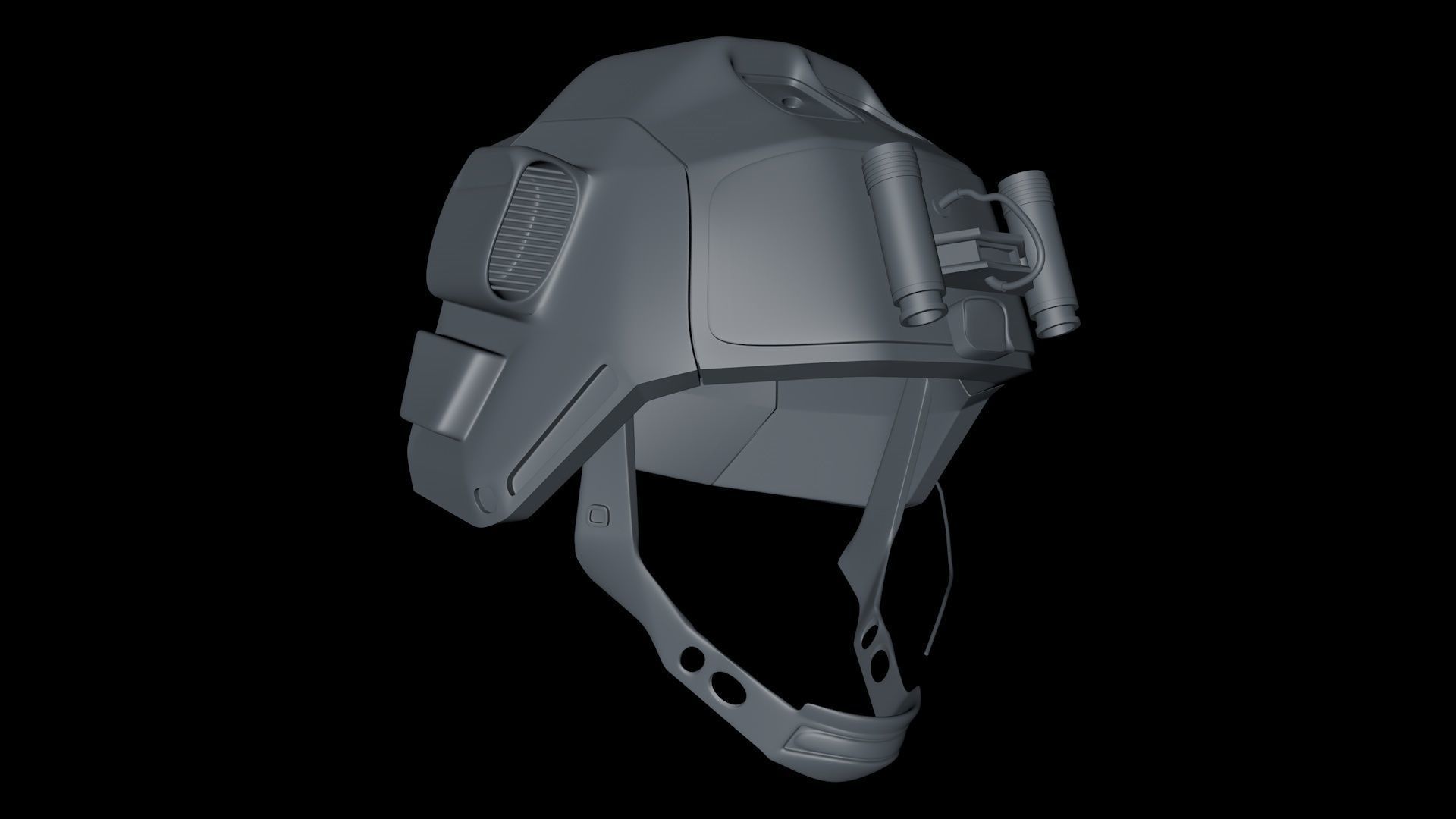 SiFi Military Helmet 3d Modeling Whit Night Vision Device Low-poly 3D model_18