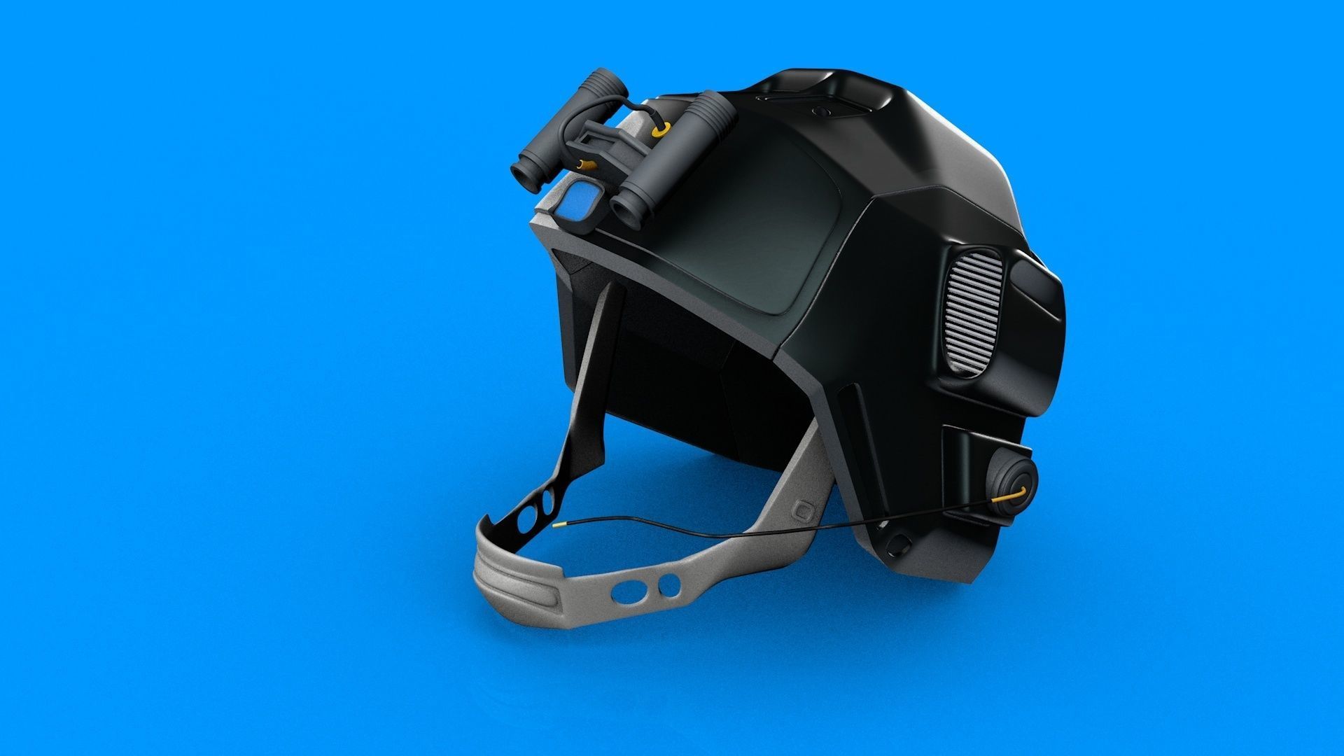 SiFi Military Helmet 3d Modeling Whit Night Vision Device Low-poly 3D model_1