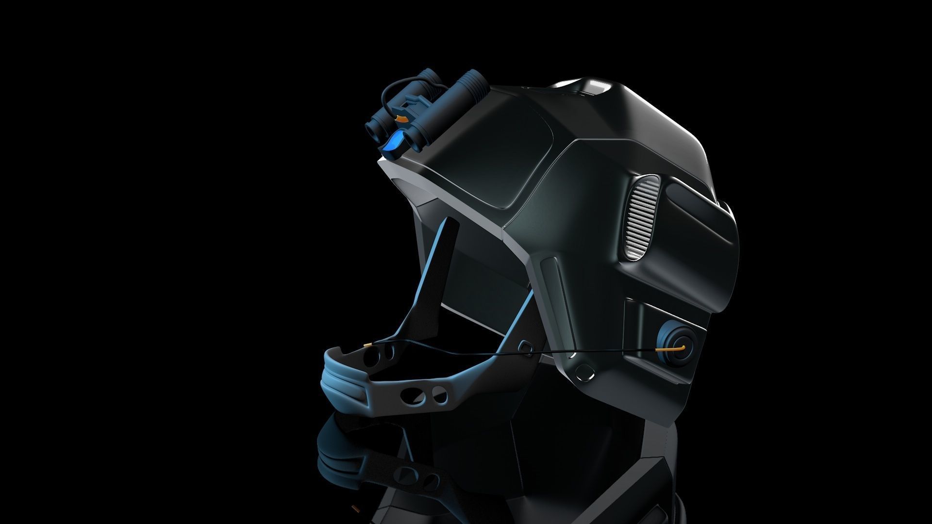 SiFi Military Helmet 3d Modeling Whit Night Vision Device Low-poly 3D model_3