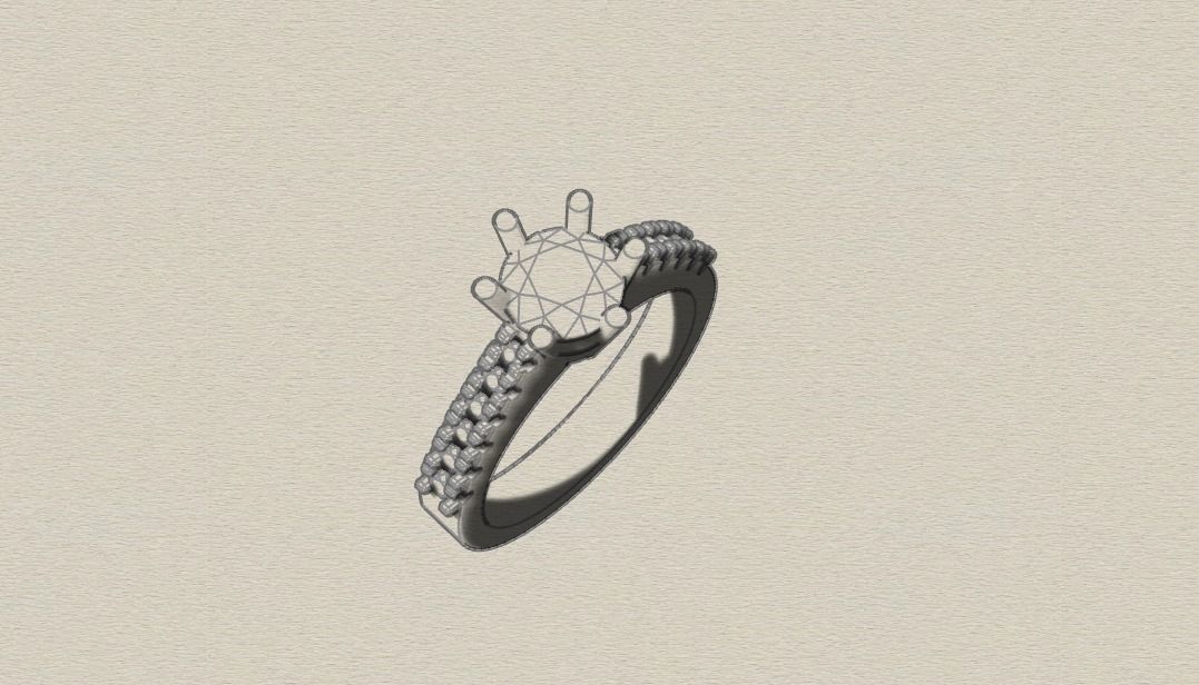 rings gold ring with stones 3D print model_2