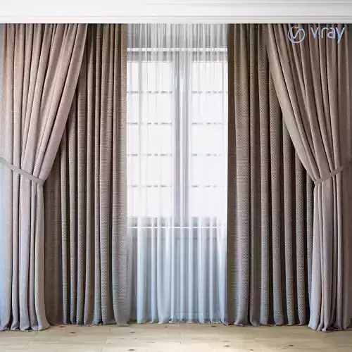 Curtains with tulle set 04  3D model