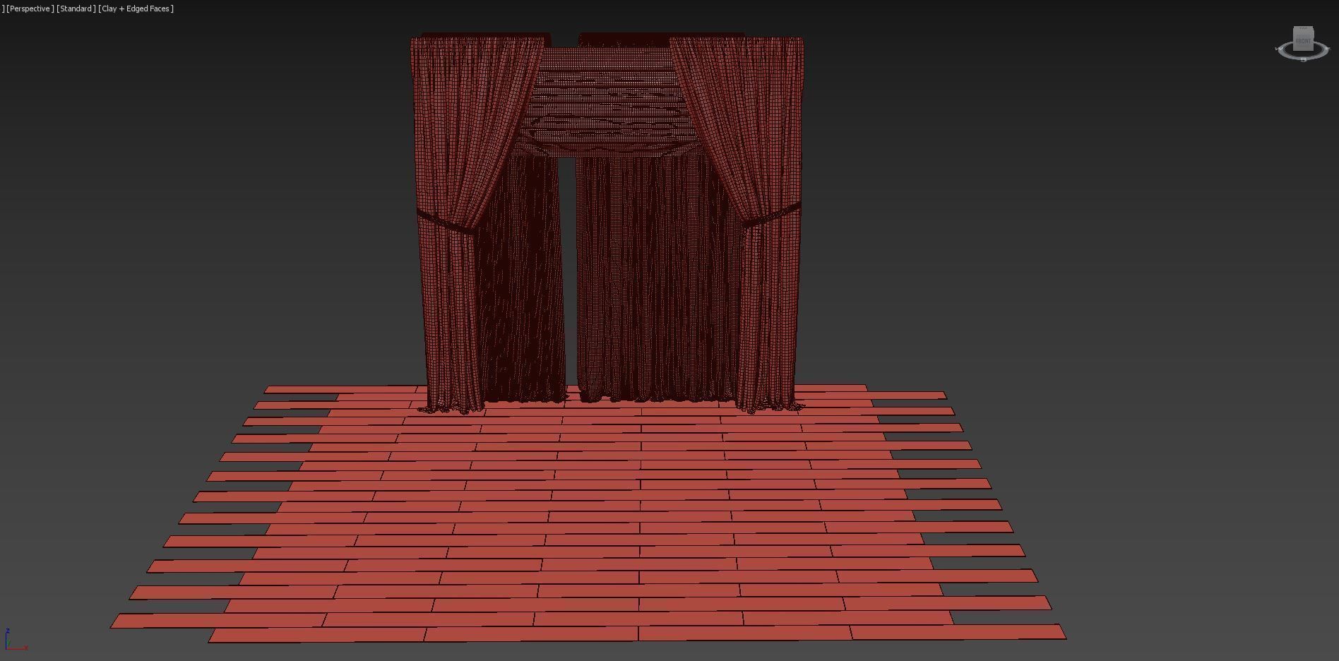 Curtains with Roman curtain and tulle set 03 3D model_3