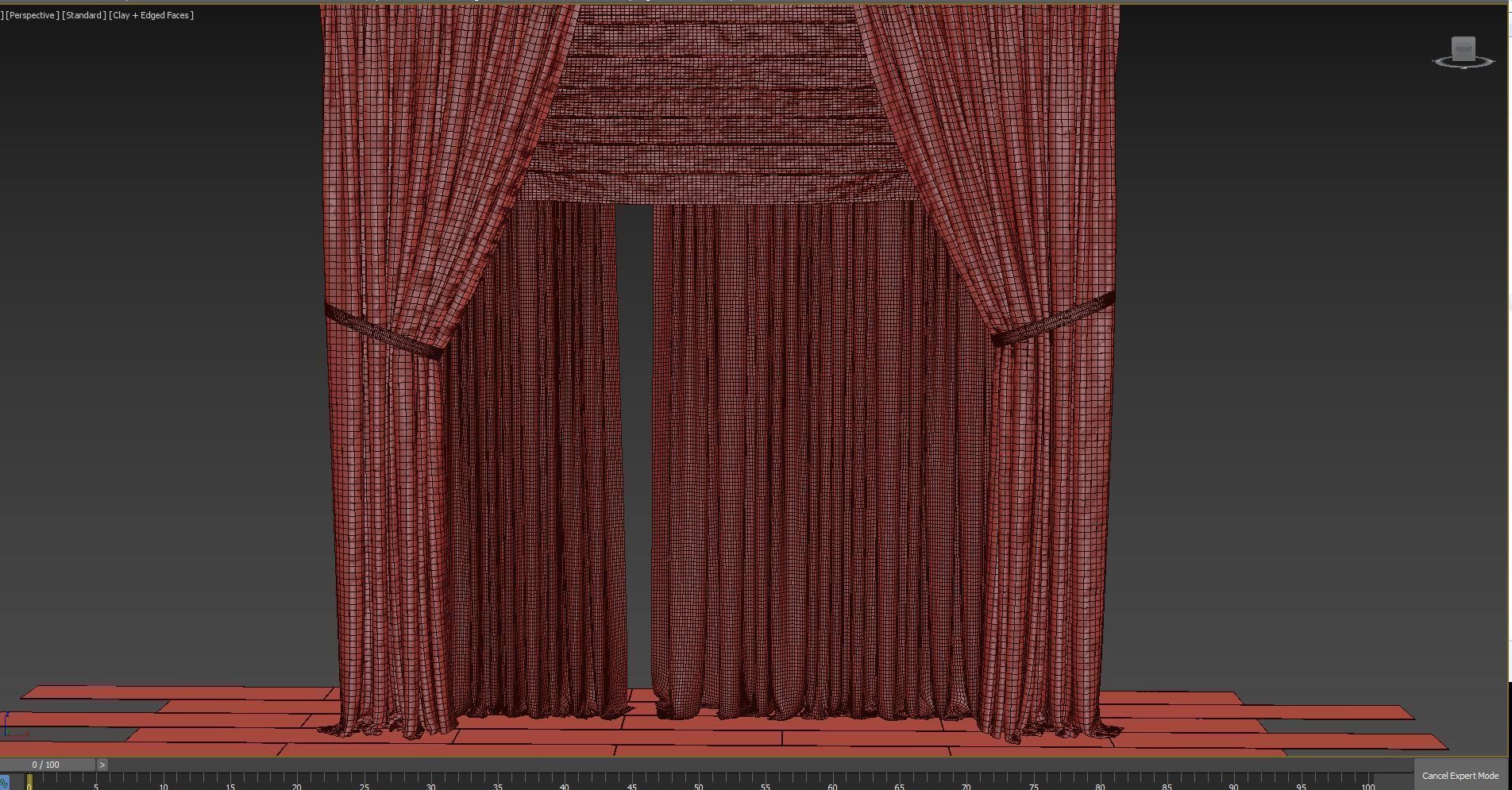Curtains with Roman curtain and tulle set 03 3D model_4