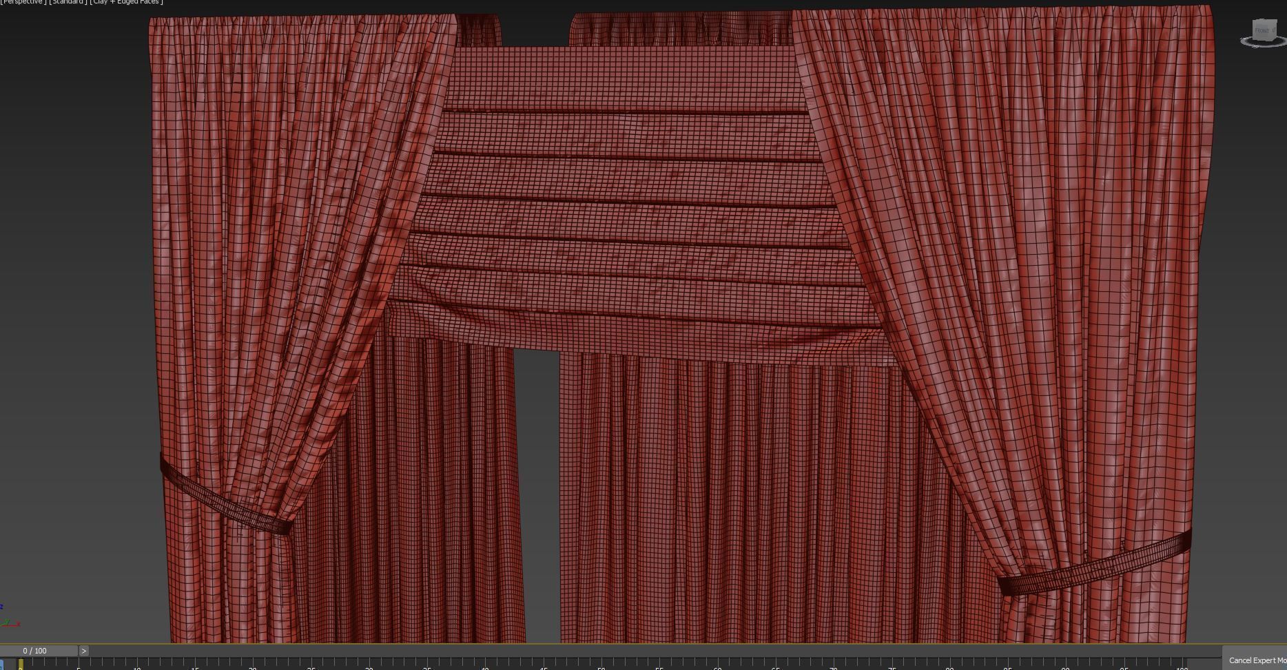 Curtains with Roman curtain and tulle set 03 3D model_5