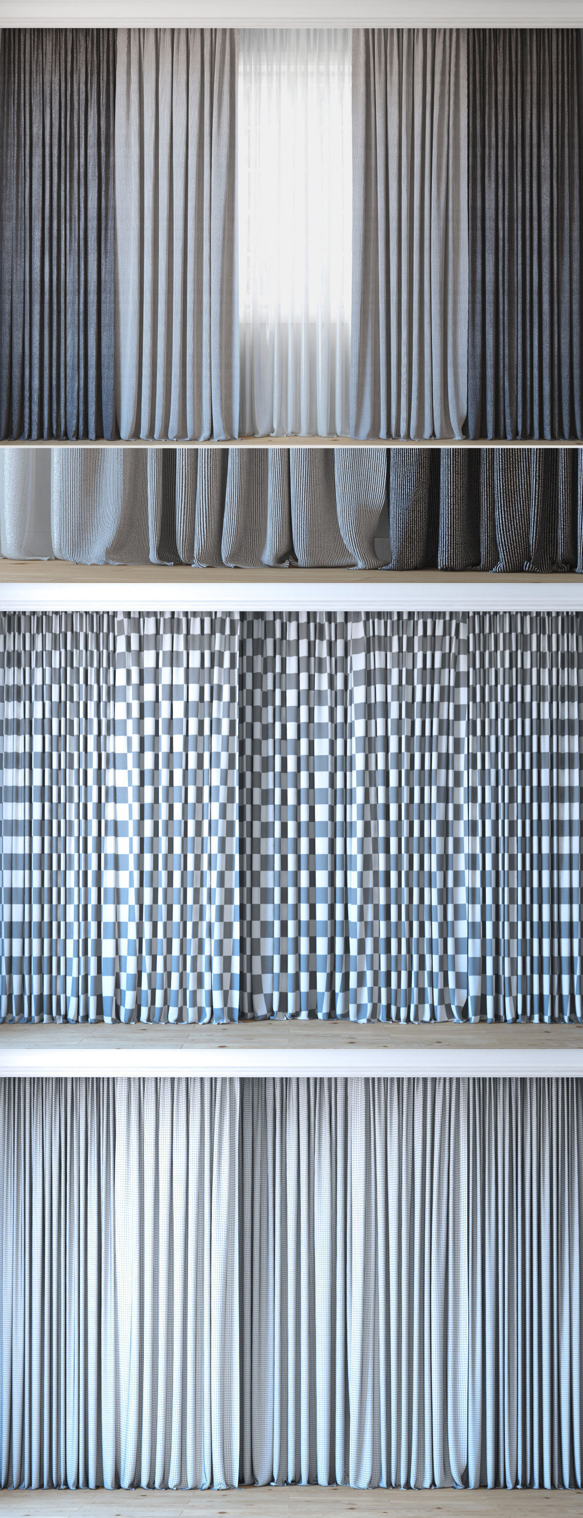 Curtains with tulle set 06 3D model_1