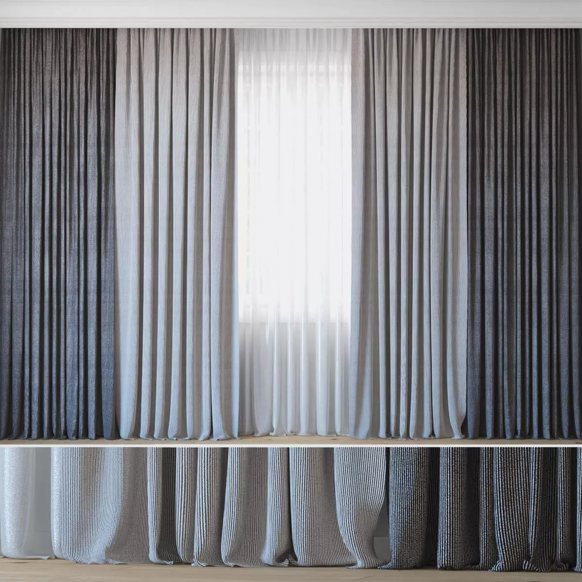Curtains with tulle set 06 3D model_0