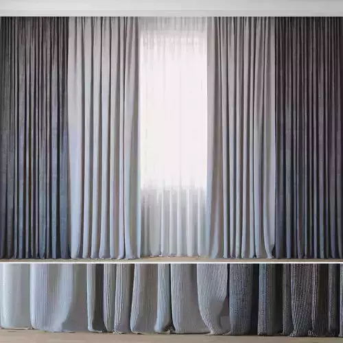 Curtains with tulle set 06  3D model
