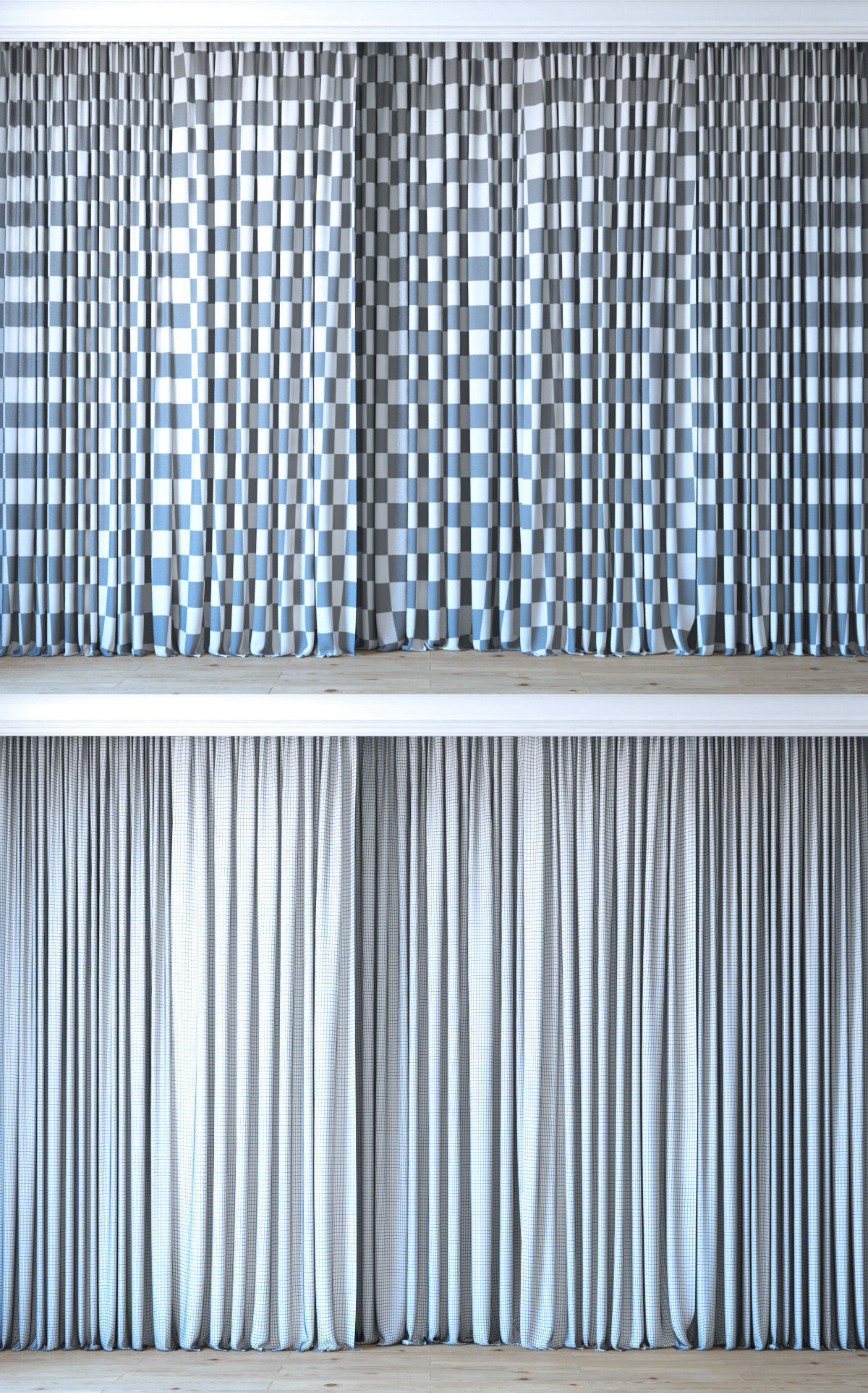 Curtains with tulle set 06 3D model_2