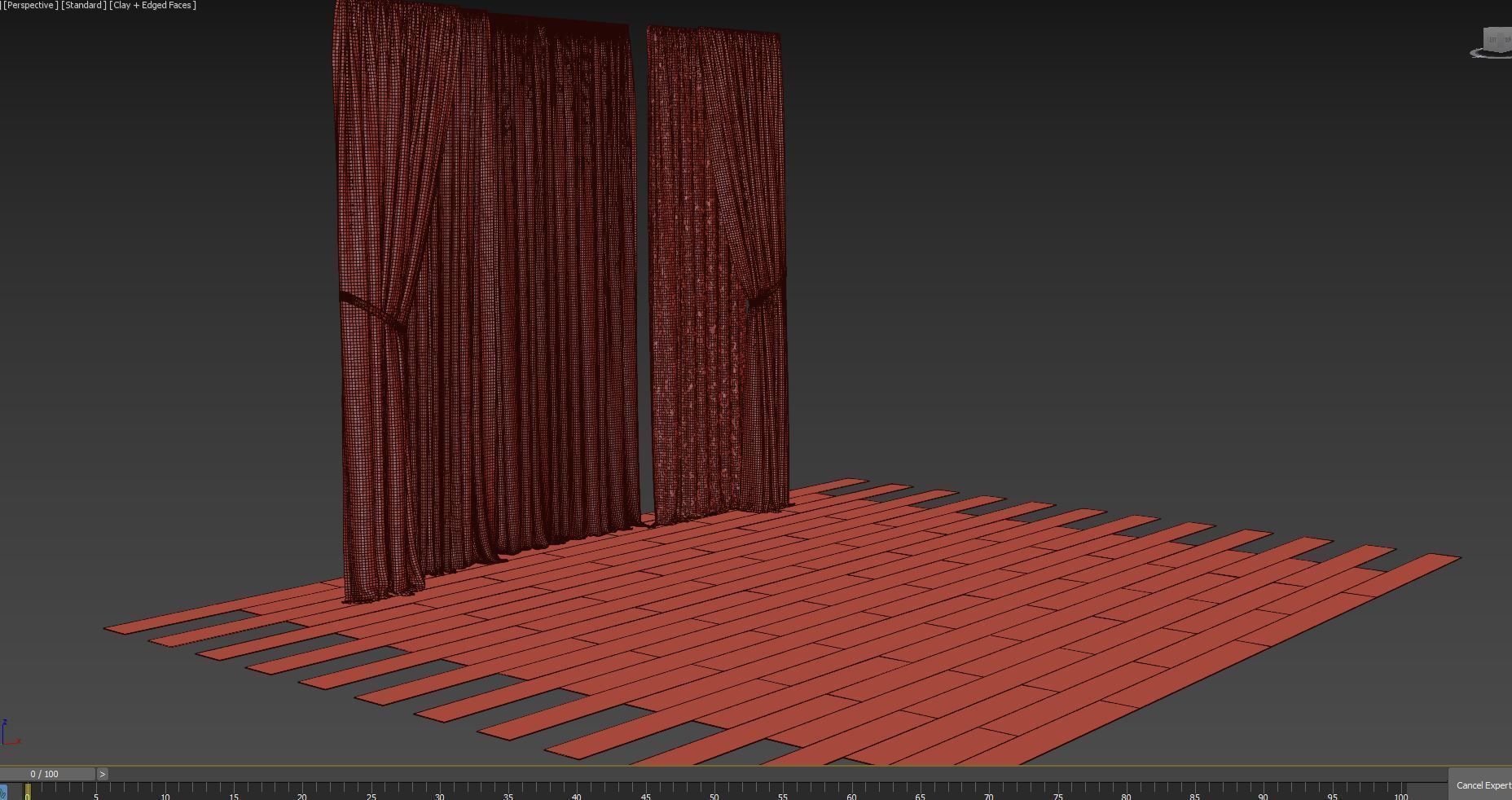 Curtains with tulle set 3 in 1 3D model_10