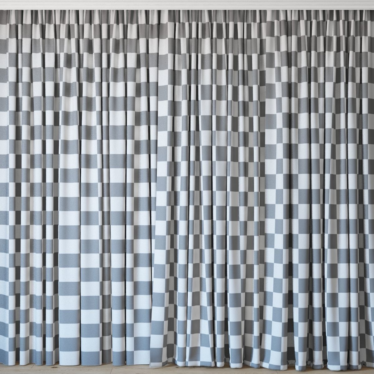 Curtains with tulle set 07 3D model_2