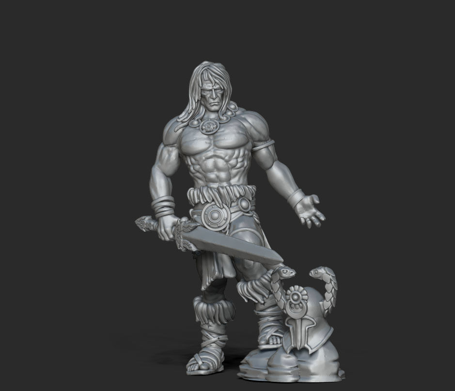 The barbarian - 3D Print Model figurine of man holding sword 3D print model_11