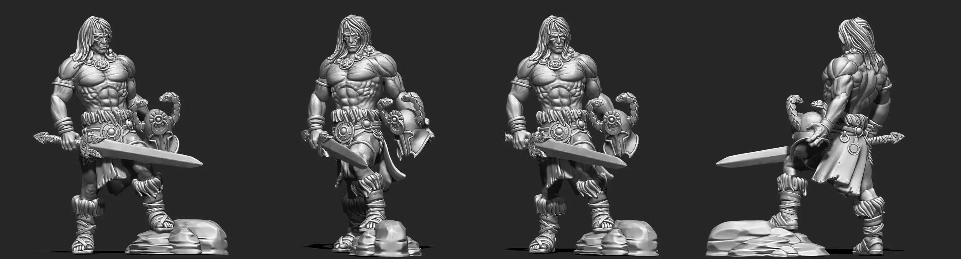 The barbarian - 3D Print Model figurine of man holding sword 3D print model_0