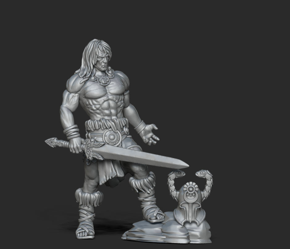 The barbarian - 3D Print Model figurine of man holding sword 3D print model_13