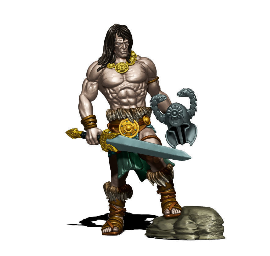 The barbarian - 3D Print Model figurine of man holding sword 3D print model_8