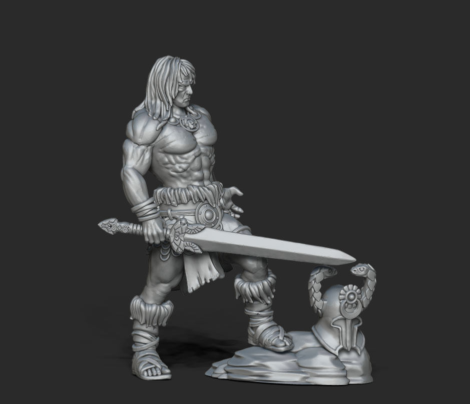 The barbarian - 3D Print Model figurine of man holding sword 3D print model_9