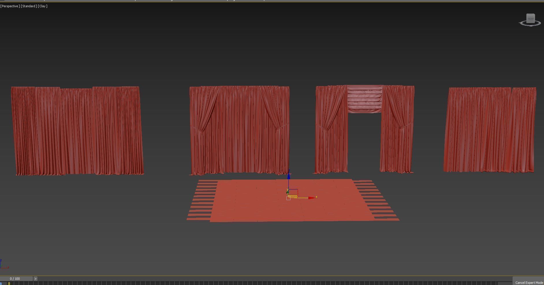 Economical curtains  a set of curtains for an interior designer  3D model_4