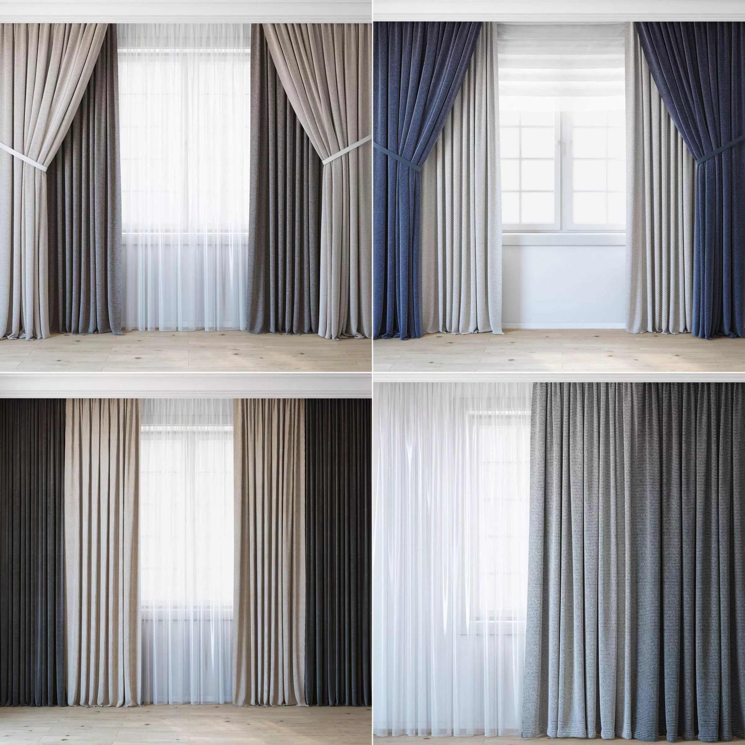 Economical curtains  a set of curtains for an interior designer  3D model_0