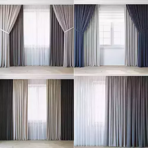 Economical curtains  a set of curtains for an interior designer  3D model