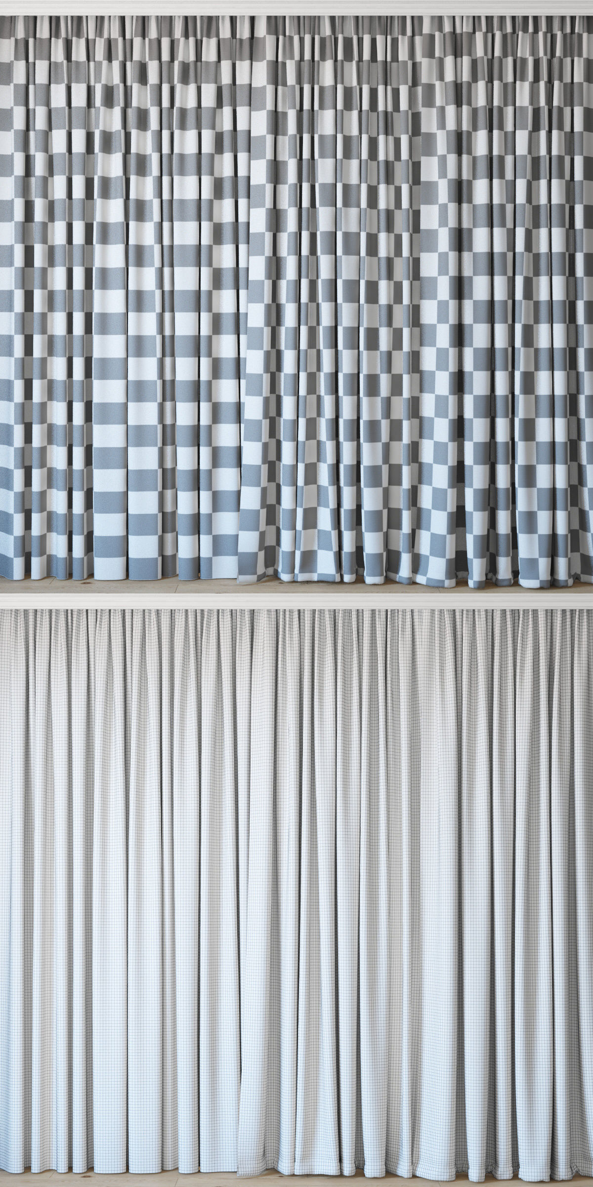 Economical curtains  a set of curtains for an interior designer  3D model_2
