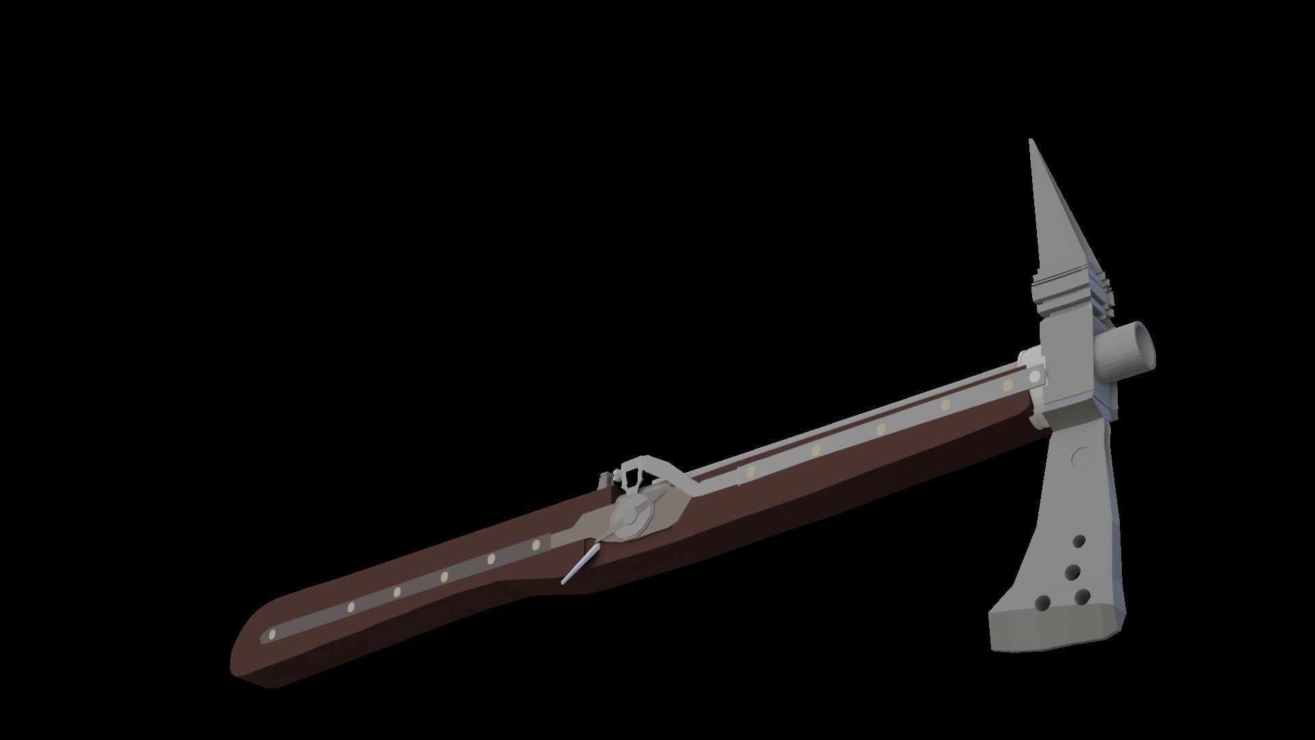 Low Polly AxeGun Low-poly 3D model_3