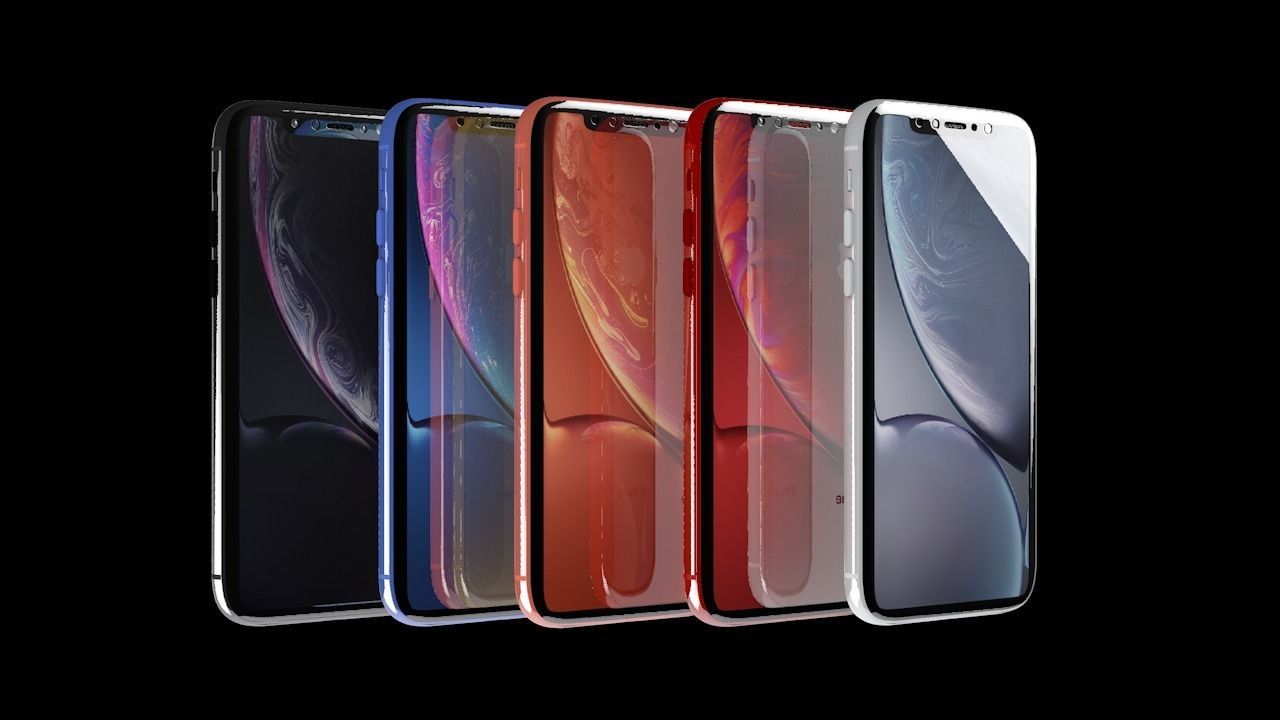 iPhone XR Collection all colors 3D model_2