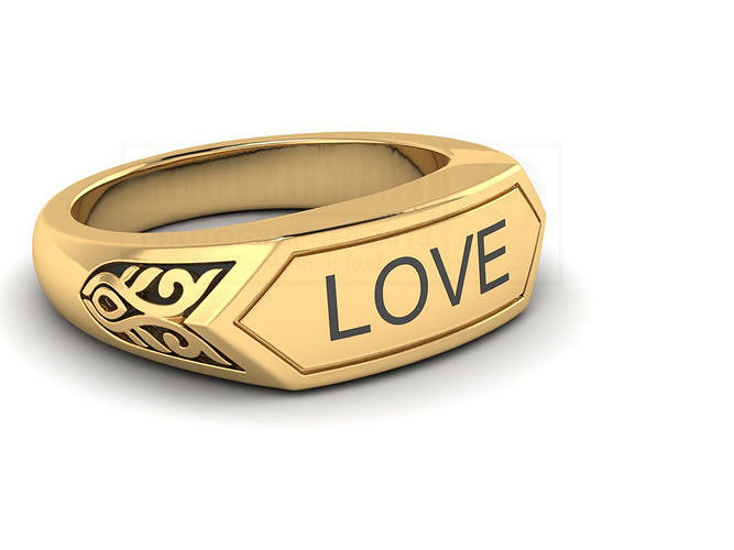 kengkod30 love signet ring 3D print model
