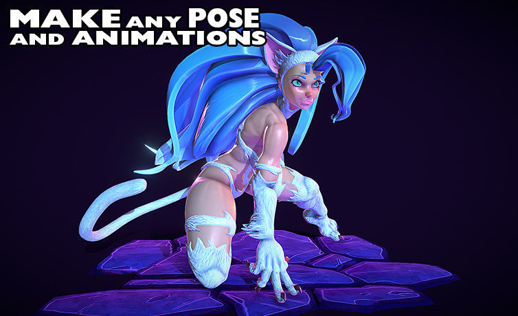Nekomimi Felicia from Darkstalkers NSFW 3D model_4