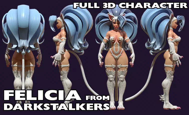 Nekomimi Felicia from Darkstalkers NSFW 3D model_0