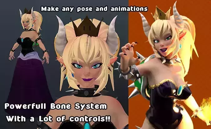 Bowsette with Modular Assets 3D model