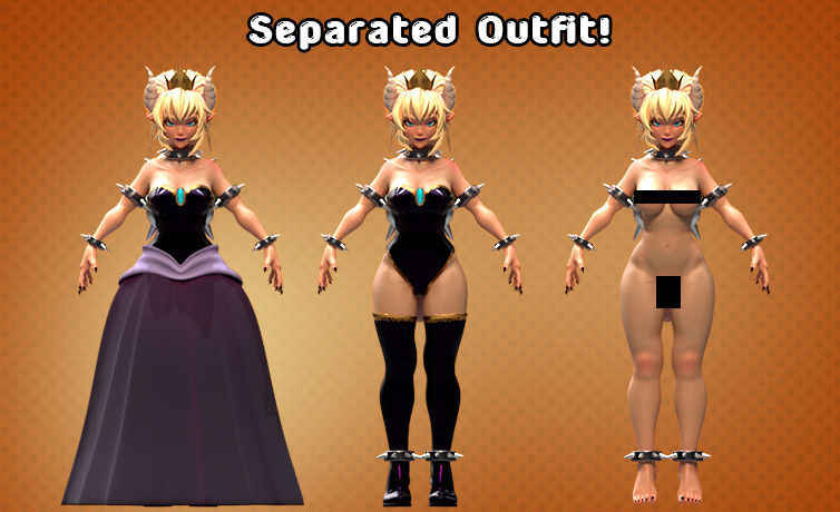 Bowsette with Modular Assets 3D model_1