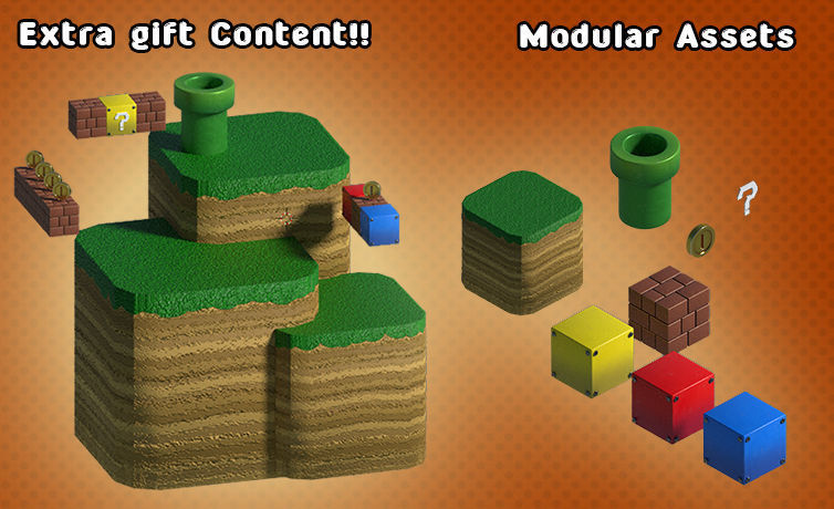 Bowsette with Modular Assets 3D model_2
